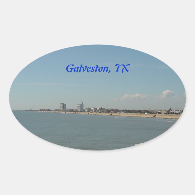 Sticker Ovale Galveston Island, Texas (Devant)