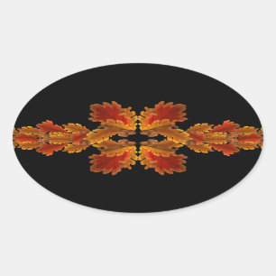 Sticker Ovale Garlands de chêne d'automne
