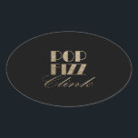 Sticker Ovale Gatsby party Gold et Black Pop Fizz Clink<br><div class="desc">Nouvel an Eve Gold et Black Pop Fizz Clink fournitures d'emballage cadeau. Faux Gold foil Pop Fizz Clink party favors pour la fête de la Saint-Sylvestre de style Great Gatsby,  soirée de mariage Art déco,  1920 bachelorette party favors.</div>