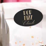 Sticker Ovale Gatsby party Gold et Black Pop Fizz Clink<br><div class="desc">Nouvel an Eve Gold et Black Pop Fizz Clink fournitures d'emballage cadeau. Faux Gold foil Pop Fizz Clink party favors pour la fête de la Saint-Sylvestre de style Great Gatsby,  soirée de mariage Art déco,  1920 bachelorette party favors.</div>