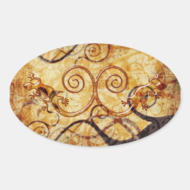 Sticker Ovale Gecko Spiral Twins (Devant)