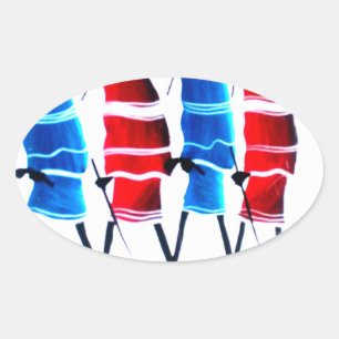 Sticker Ovale Gens heureux Guerriers Masaï Marchant Impression d