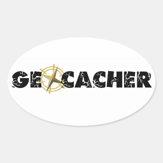 Sticker Ovale Geocacher avec Compass (Devant)