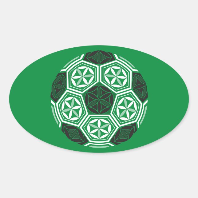 Sticker Ovale géométrie sacrée du soccer vert (Devant)