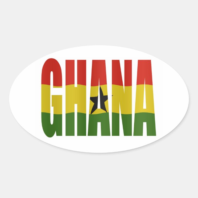 Sticker Ovale Ghana + Flag (Devant)