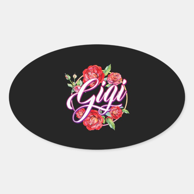 Sticker Ovale Gigi Fleurs Femmes Gigi Grandma Mors (Devant)