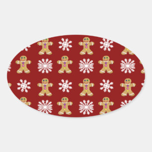 Sticker Ovale Gingembre et neige