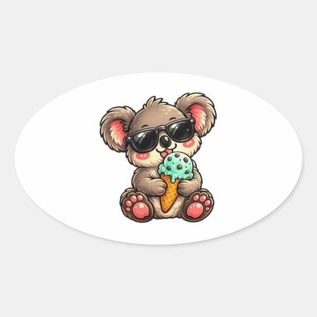 Sticker Ovale Glace Cool Koala (Devant)