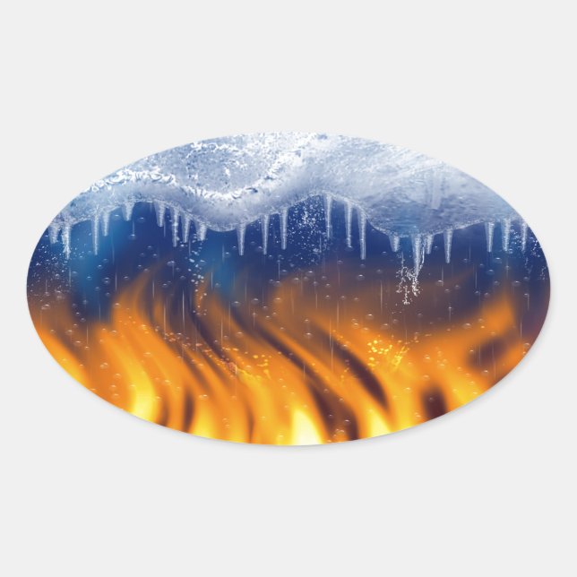 Sticker Ovale Glace et flamme (Devant)