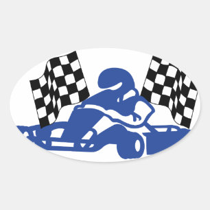 Sticker Ovale GoCart emballant des drapeaux