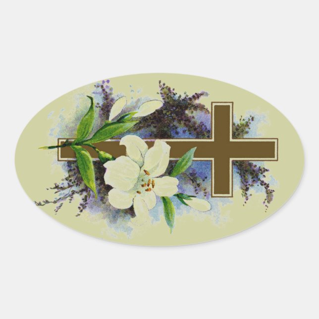 Sticker Ovale Gold Cross (Devant)