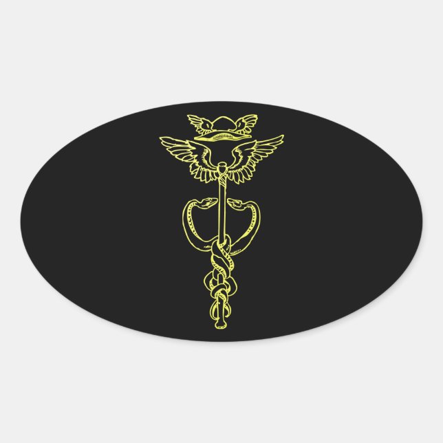 Sticker Ovale Golden Caduceus (Devant)