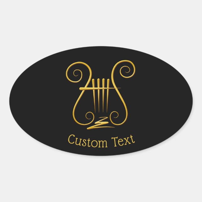 Sticker Ovale Golden lyre (Devant)