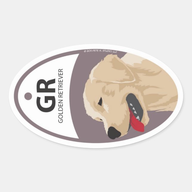 Sticker Ovale Golden Retriever 1 (Devant)
