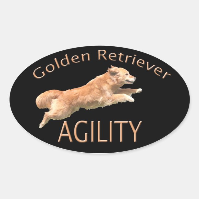 Sticker Ovale Golden Retriever Agility Decal (Devant)