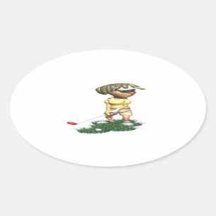 Sticker Ovale Golfeur de femme
