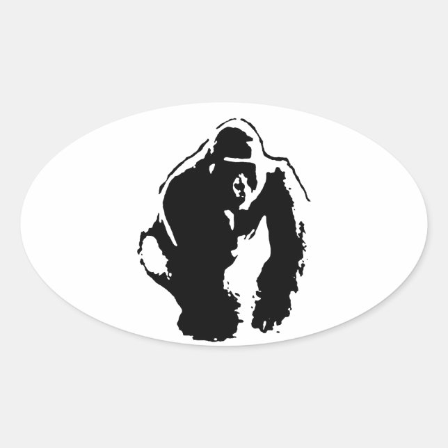 Sticker Ovale Gorilla Pop Art (Devant)