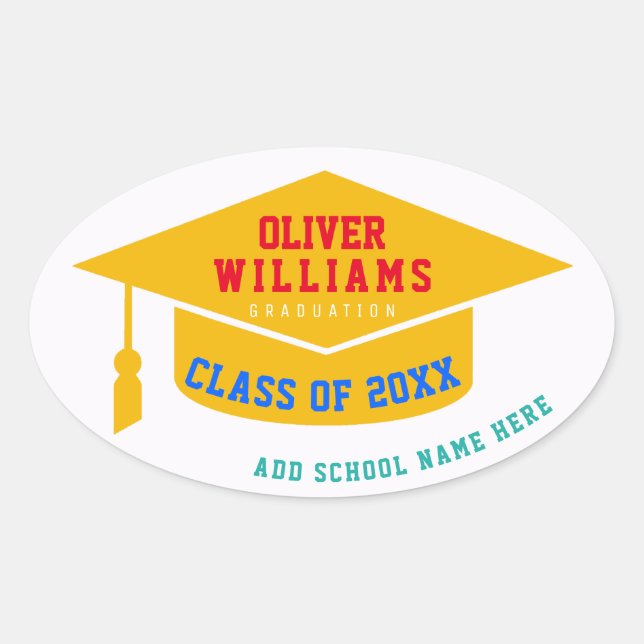 Sticker Ovale Graduation Couleur moderne (Devant)