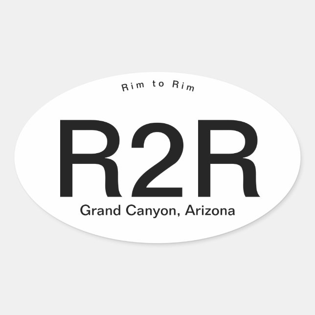 Sticker Ovale Grand Canyon Rim to Rim - Run, Randonnée, Crawl! (Devant)