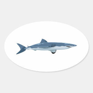 Sticker Ovale Grand requin blanc