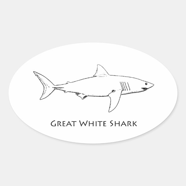 Sticker Ovale Grand requin blanc (art en ligne) (Devant)