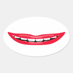 Sticker Ovale Grande bouche souriante heureuse