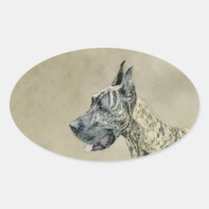 Sticker Ovale Grande Danse (Brindle) Peinture - Art Chien origin