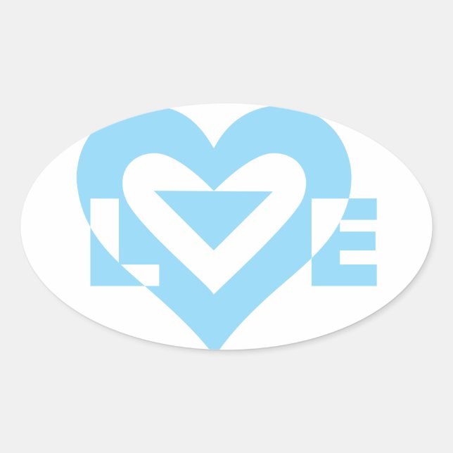 Sticker Ovale Graphique d'amour cool, Bleu (Devant)