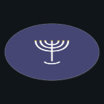 Sticker Ovale Graphique en or de la Marine Blanche de Menorah mo<br><div class="desc">Sticker en hébreu Menorah. Marine,  Blanc,  Or. Transférable et personnalisable.</div>