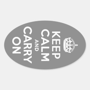 Sticker Ovale Gray Gardez le calme et continuer