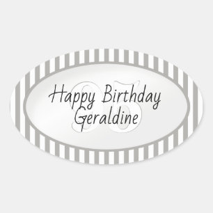 Sticker Ovale Gris d'âge subtil/blanc Motif de rayures simples