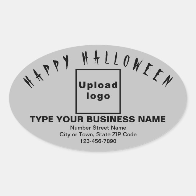 Sticker ovale gris Halloween d'affaires (Devant)