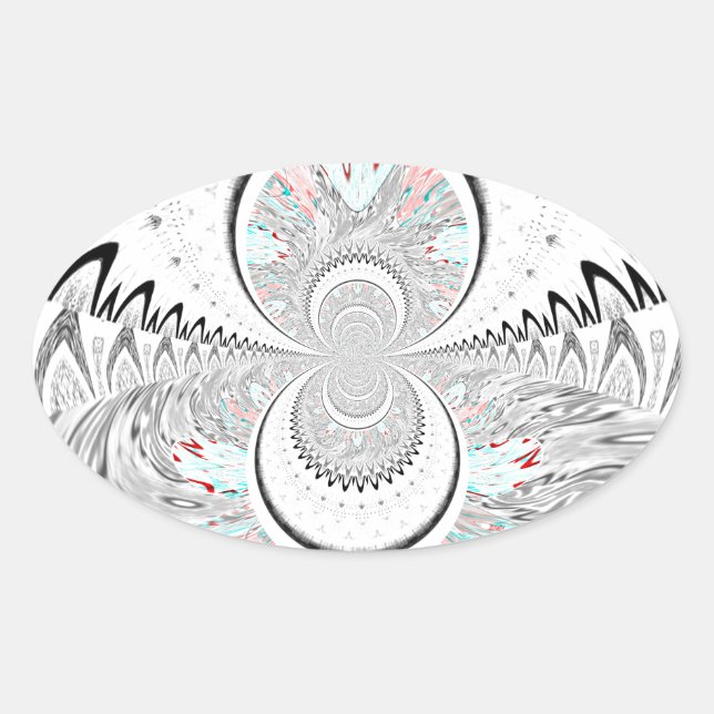 Sticker Ovale Gris Kaleidoscope Art (Devant)