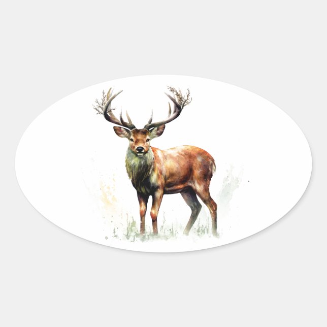 Sticker Ovale Gros Cerf Raté (Devant)