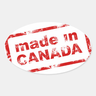 Sticker Ovale Grunge Fabriqué Au Canada - Blanc