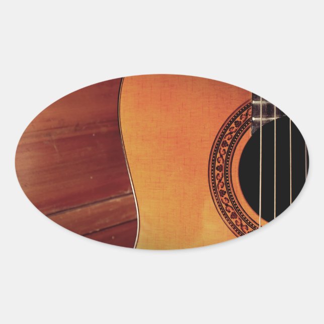 Sticker Ovale Guitare acoustique (Devant)