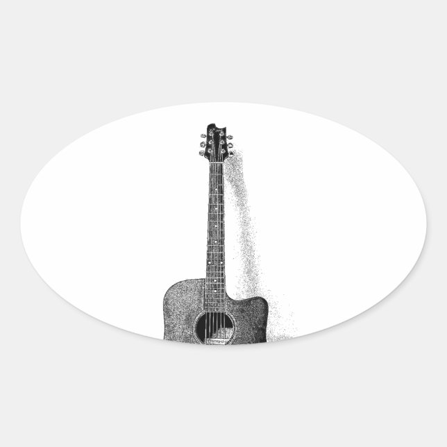 Sticker Ovale Guitare classique (Devant)