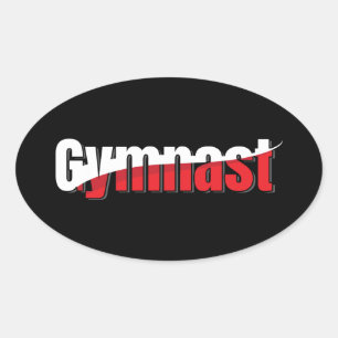 Sticker Ovale Gymnastique - Gymnaste Abstrait Word Art Swish