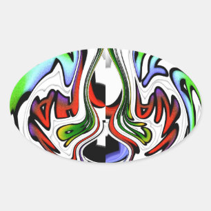 Sticker Ovale Hakuna Matata avec tourbillon et dégradations Abst