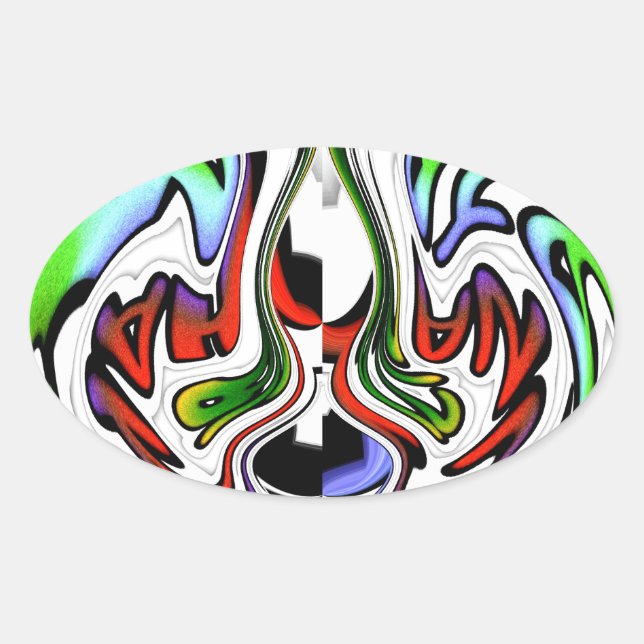 Sticker Ovale Hakuna Matata avec tourbillon et dégradations Abst (Devant)