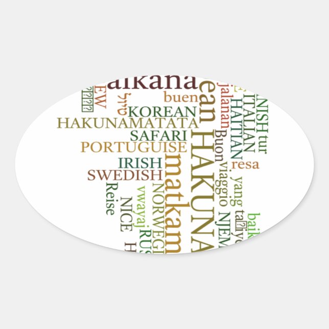 Sticker Ovale Hakuna Matata Global Word Cloud Art (Devant)