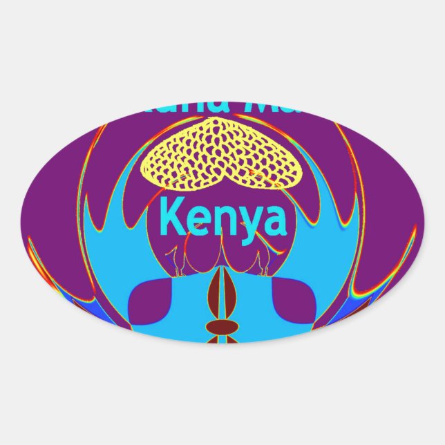 Sticker Ovale "Hakuna Matata Kenya" Papillon Art Imprimer/Graphi (Devant)
