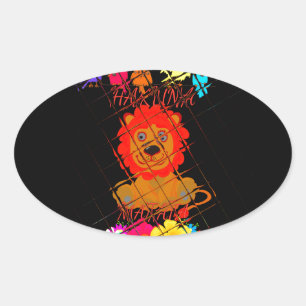 Sticker Ovale Hakuna Matata mignon bébé lion roi conception