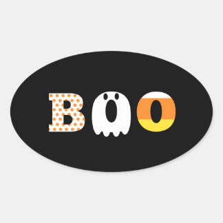 Sticker Ovale Halloween, boo, à motifs, festif
