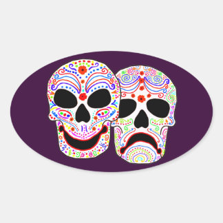 Sticker Ovale Halloween DOTD Comedy-Tragedy Skuls