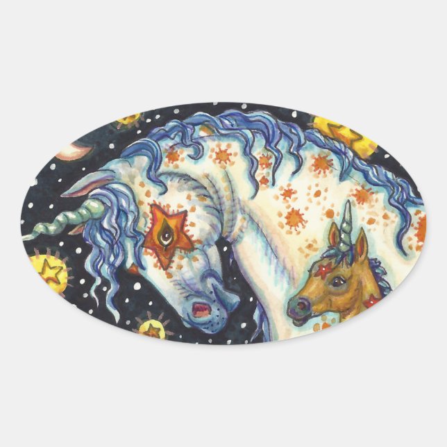 STICKER OVALE HALLOWEEN UNICORNS, STAR HORSE & IMAGINAIRE COLT (Devant)
