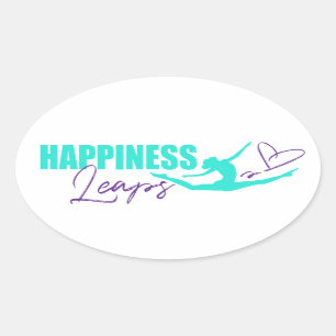 Sticker Ovale Happiness leaps heart leapping girl aqua purple
