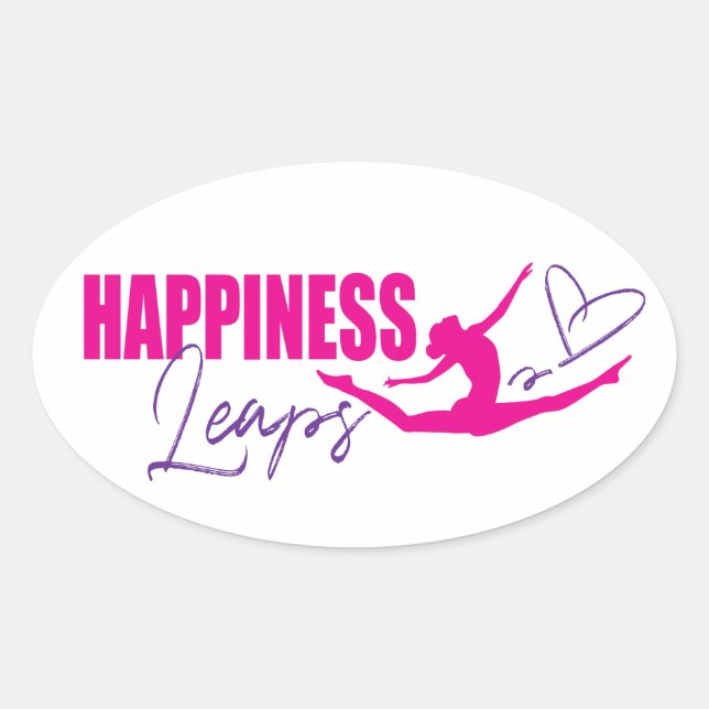 Sticker Ovale Happiness leaps heart leapping girl pink purple (Devant)