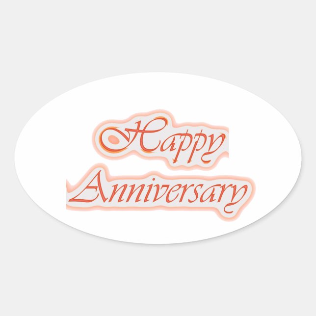 Sticker Ovale HAPPY Anniversary : Elegant Texte Couleur Arrière  (Devant)