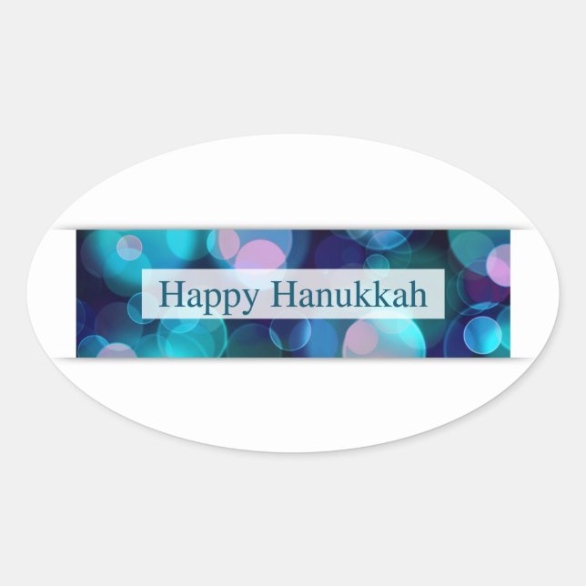 Sticker Ovale happy hanoukka (bokeh) (Devant)